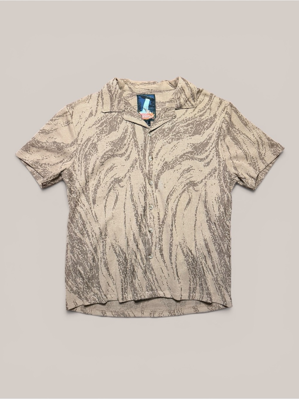 Original Gravity beige marble print button up shirt